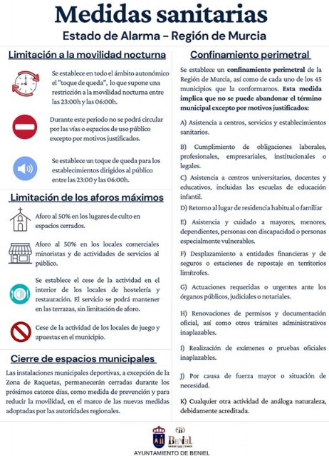 Nuevas medidas sanitarias en el marco del Estado de Alarma