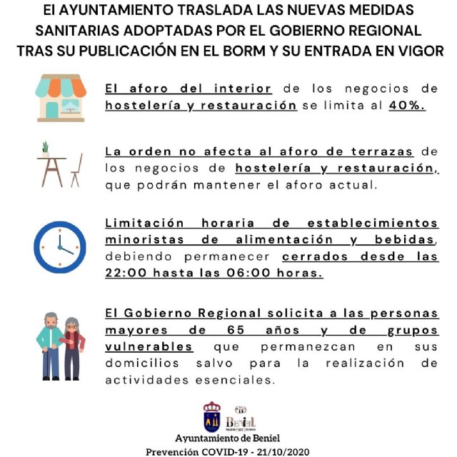 En vigor las nuevas medidas restrictivas adoptadas por las autoridades sanitarias regionales