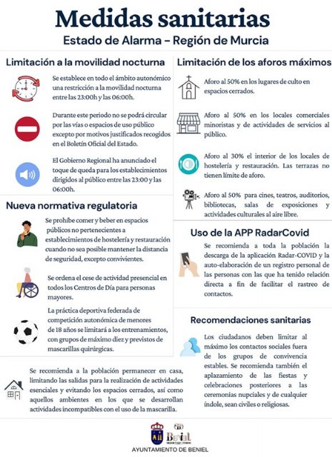 Medidas sanitarias con motivo de un nuevo estado de alarma